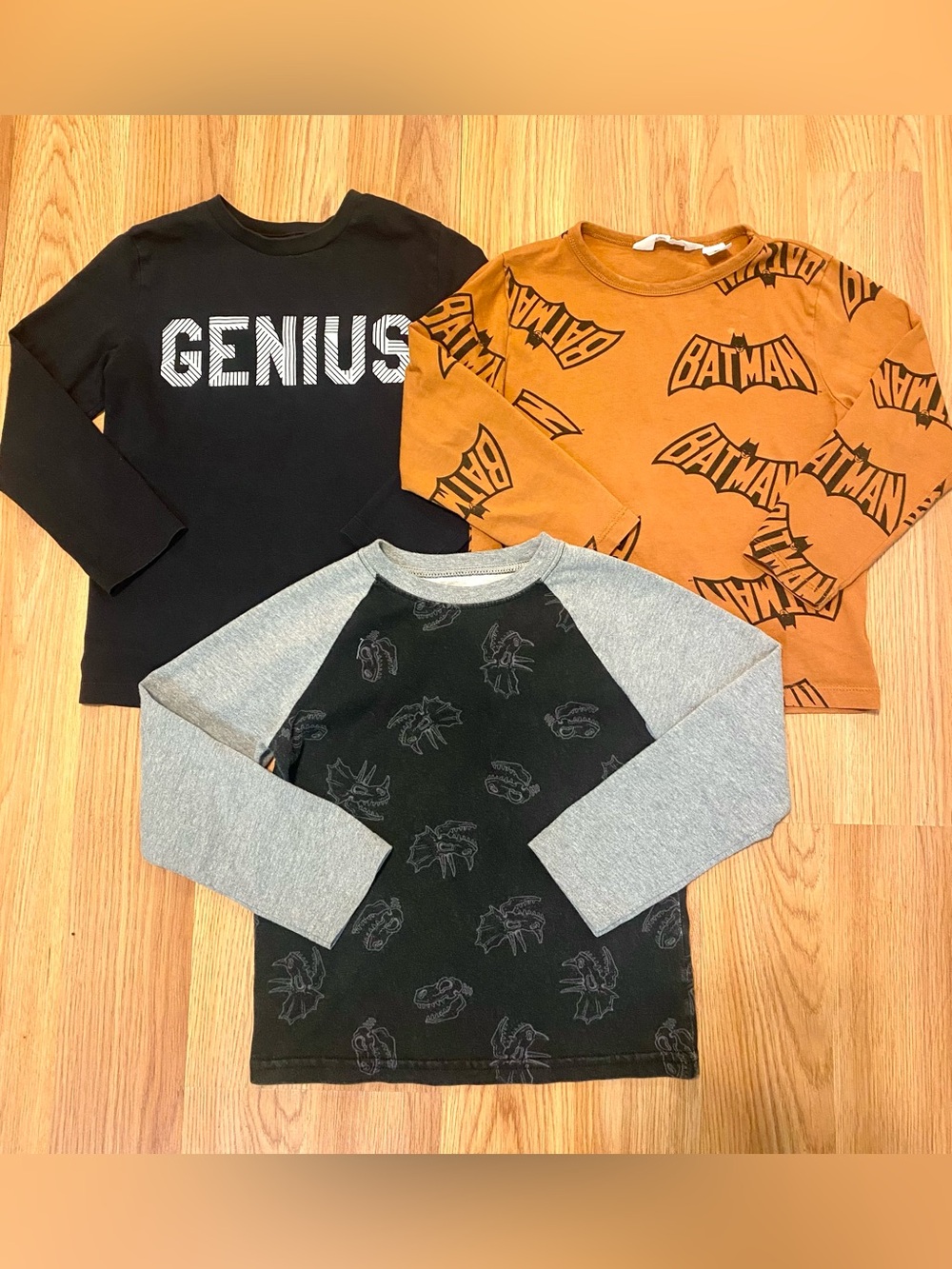 🖍️🐠 5T BOYS LONG SLEEVE SHIRTS BUNDLE BATMAN GRAPHIC TEES LOT OF 3! WINTER TOPS